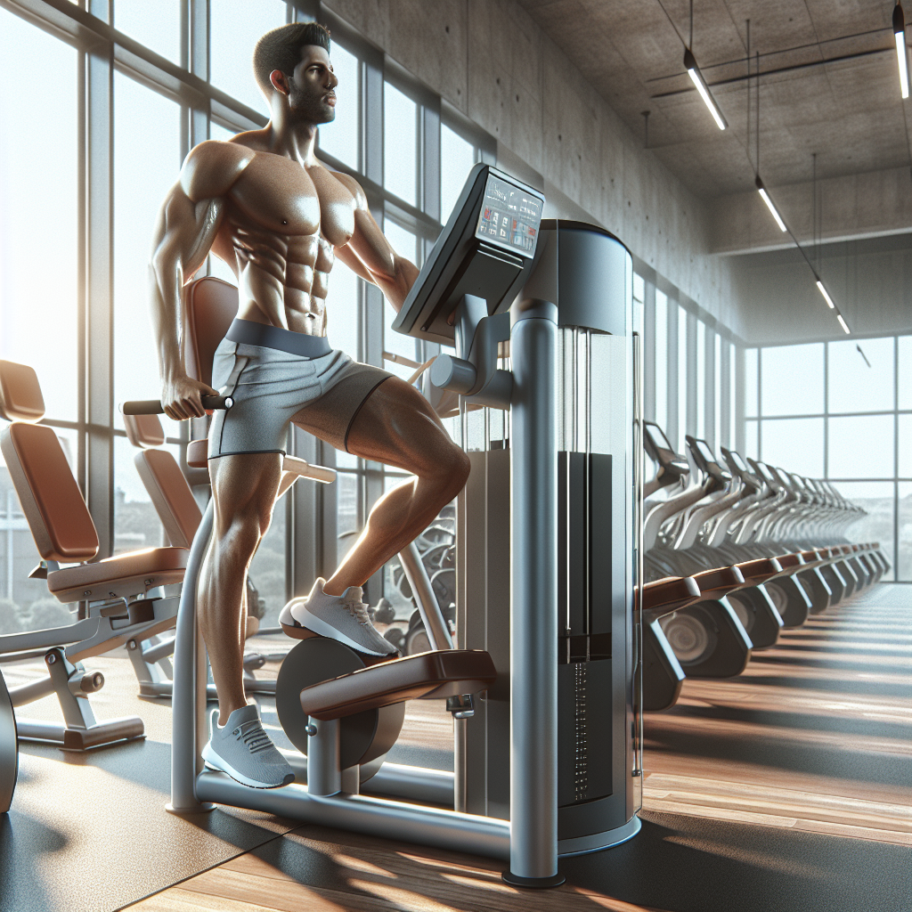 An average American gym-goer, wearing athletic gear, actively using a high-tech fitness machine that adjusts settings automatically based on their performance, in a modern gym environment filled with various workout equipment and large windows letting in natural light, Canon R5, 24mm f/1.4, bright and energizing morning light creating an enthusiastic and motivating atmosphere. A hyper-realistic, lifelike photograph, ultra-detailed, National Geographic quality, cinematic, 8K resolution, realistic colors, natural lighting, no fantasy, no digital art, no political or religious symbolism, average American family or person only, --ar 16:9.