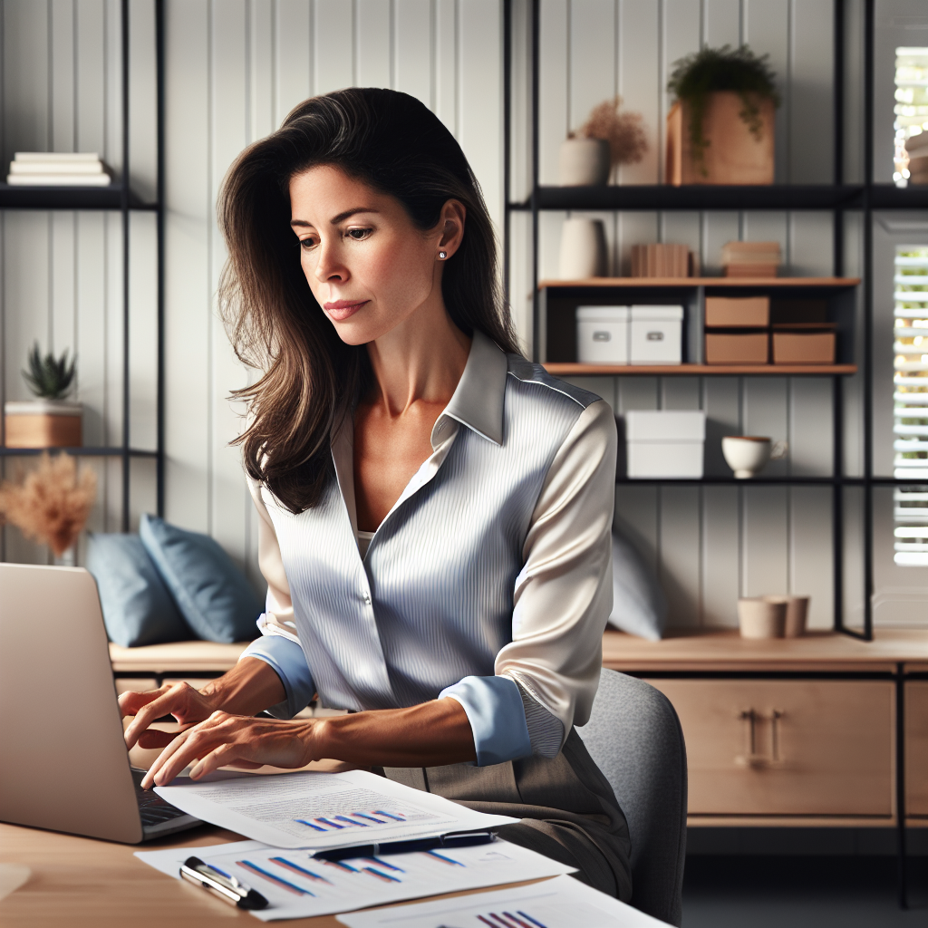 An average American person in business casual attire, focused and seated at a tidy desk while using a laptop to organize digital files with a file management software, a modern home office with organized shelves and a potted plant in the background, Canon R6, 24mm f/2.8, bright afternoon light coming through a nearby window, capturing a productive and efficient atmosphere. A hyper-realistic, lifelike photograph, ultra-detailed, National Geographic quality, cinematic, 8K resolution, realistic colors, natural lighting, no fantasy, no digital art, no political or religious symbolism, average American family or person only, --ar 16:9.