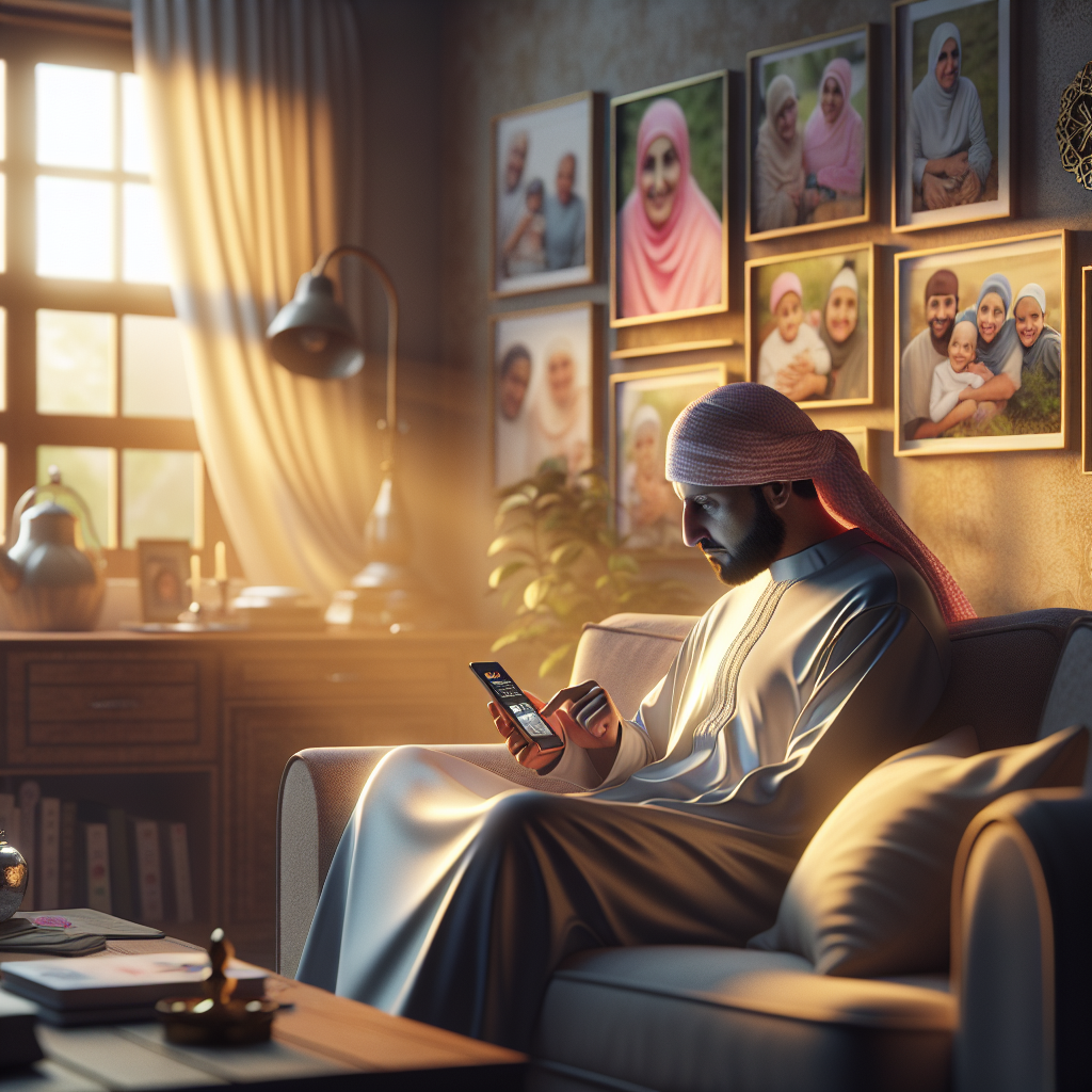 An average American patient in a cozy living room, comfortably seated on a sofa while using a smartphone to explore a cancer support app, the room adorned with supportive family photos and warm lighting, soft morning light streaming through a nearby window creating a hopeful atmosphere. A hyper-realistic, lifelike photograph, ultra-detailed, National Geographic quality, cinematic, 8K resolution, realistic colors, natural lighting, no fantasy, no digital art, no political or religious symbolism, average American family or person only, --ar 16:9.