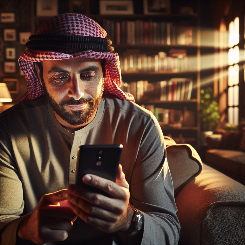 An average American adult, casually dressed, looking at a smartphone with a thoughtful expression while seated on a comfortable couch in a cozy living room, a bookshelf and a family photo in the background, Canon R5, 35mm f/1.8, soft evening light filtering through the window, conveying a sense of convenience and assurance about accessing health records. A hyper-realistic, lifelike photograph, ultra-detailed, National Geographic quality, cinematic, 8K resolution, realistic colors, natural lighting, no fantasy, no digital art, no political or religious symbolism, average American family or person only, --ar 16:9.