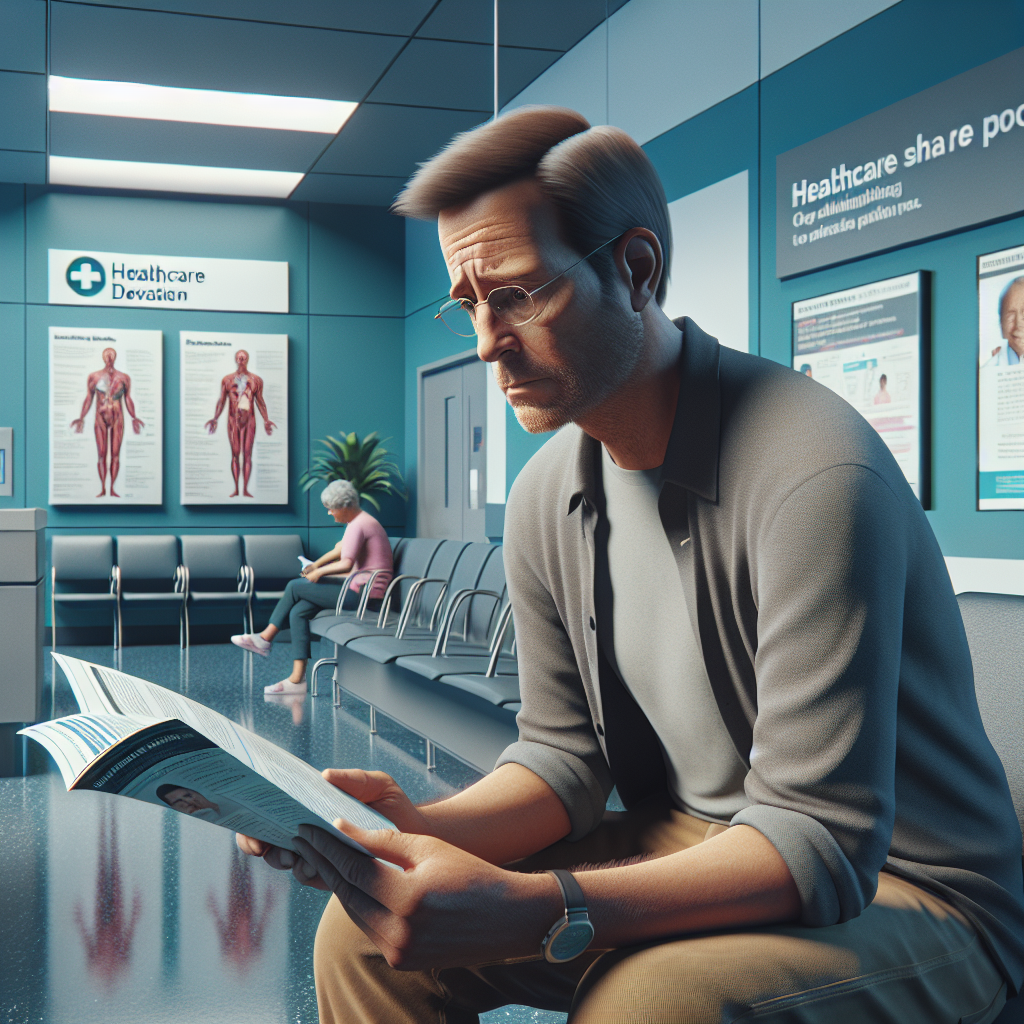 A concerned average American adult, reading informational brochures while seated in a waiting area, surrounded by healthcare posters and a reception desk, in a modern healthcare facility, Canon Z6, 24mm f/1.8, bright overhead lighting creating a focused atmosphere, capturing a moment of contemplation and decision-making about healthcare options. A hyper-realistic, lifelike photograph, ultra-detailed, National Geographic quality, cinematic, 8K resolution, realistic colors, natural lighting, no fantasy, no digital art, no political or religious symbolism, average American family or person only, --ar 16:9.