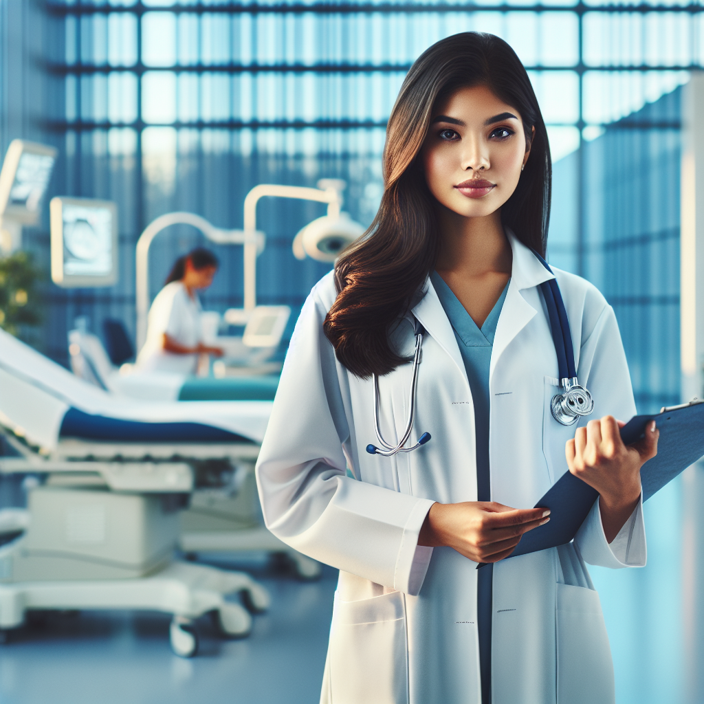 An average American healthcare provider in scrubs, engaging with a patient at a clinic's reception area, surrounded by informational pamphlets and medical posters on the walls, Canon R5, 35mm f/1.8, soft morning light filtering through the windows, creating a calm and professional atmosphere. A hyper-realistic, lifelike photograph, ultra-detailed, National Geographic quality, cinematic, 8K resolution, realistic colors, natural lighting, no fantasy, no digital art, no political or religious symbolism, average American family or person only, --ar 16:9.