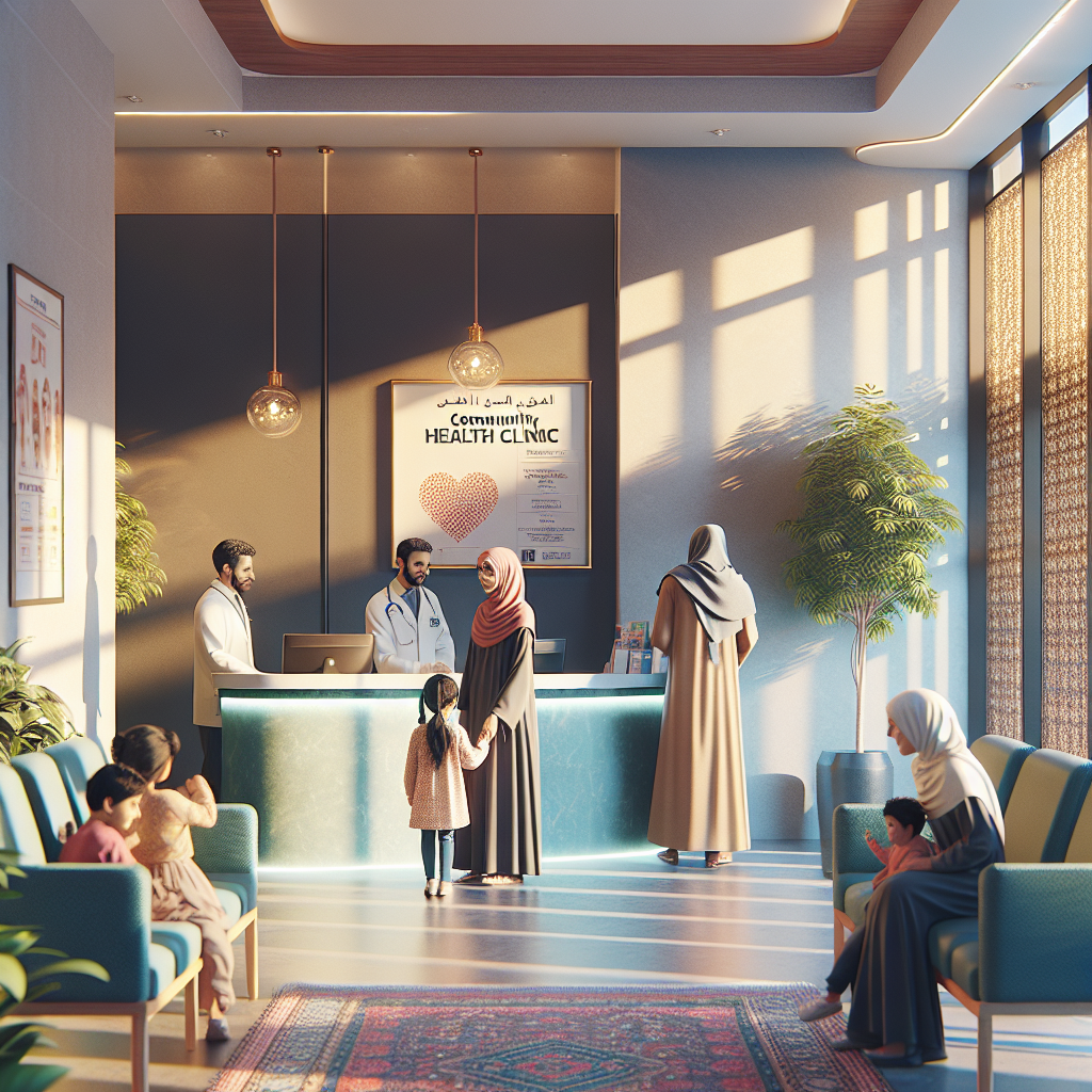 An average American family visiting a Patient First clinic, walking through the clinic's entrance while interacting with the friendly front desk staff, the waiting area is bright and welcoming with comfortable seating and health posters on the walls, Nikon Z9, 35mm f/1.8, soft morning light shining through large windows, conveying a sense of care and accessibility in a community health setting. A hyper-realistic, lifelike photograph, ultra-detailed, National Geographic quality, cinematic, 8K resolution, realistic colors, natural lighting, no fantasy, no digital art, no political or religious symbolism, average American family or person only, --ar 16:9.